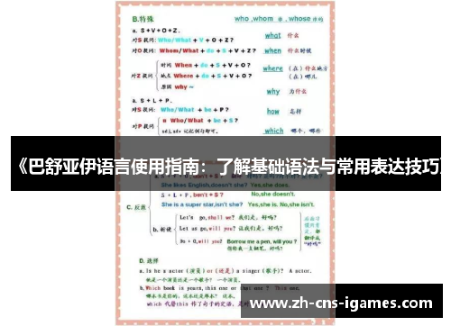 《巴舒亚伊语言使用指南:了解基础语法与常用表达技巧》 《巴舒亚伊语言使用指南:了解基础语法与常用表达技巧》