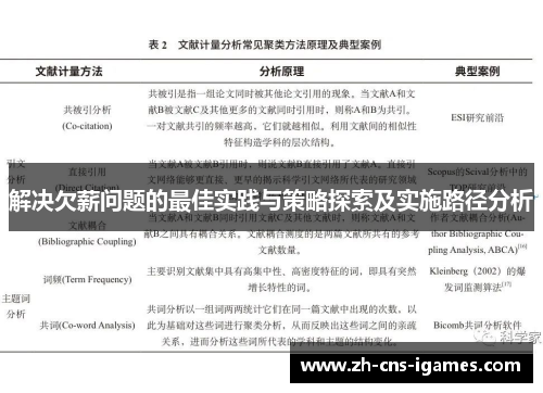 解决欠薪问题的最佳实践与策略探索及实施路径分析 解决欠薪问题的最佳实践与策略探索及实施路径分析