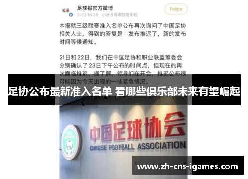 足协公布最新准入名单 看哪些俱乐部未来有望崛起